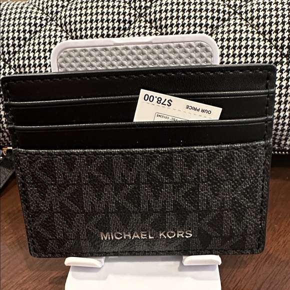 Michael Kors Handbags - Michael Kors Cooper Tall Card Case in Black Signature Leather NWT
